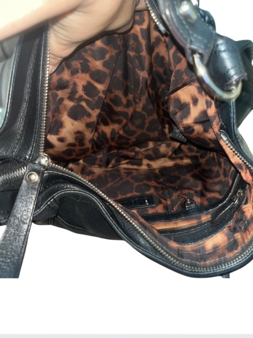 ✨$350! VTG B. Makowsky Black Pebbled Leather Slouchy Hobo Bag Y2K Braided Accent